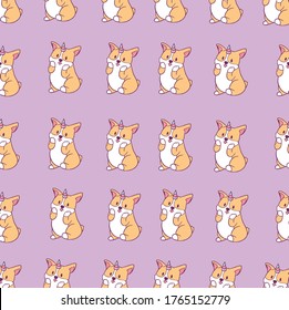 Cute Character Kawaii Welsh Corgi Unicorn Pattern 
pattern suitable for printing on paper and fabric