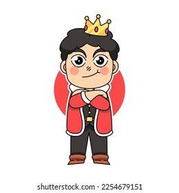 cute character king with crown vector expression posing gesture cartoon character posing vector design