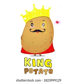 Cute Character King Potato. Vector eps 10.
