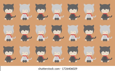 Cute character kitten boy and girl wallpaper.