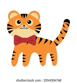 Cute character little tiger, color vector isolated cartoon-style illustration