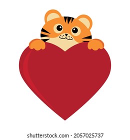 Cute character little tiger, color vector isolated cartoon-style illustration