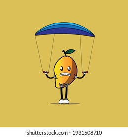 cute character mango with parachute