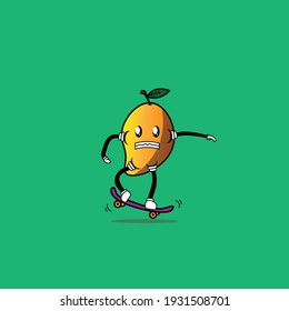 süße Charakter Mango Skateboard spielen
