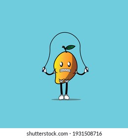 cute character mango is skipping sport