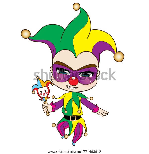 Cute Character Mardi Gras Joker Boy Stock Vector (Royalty Free) 771463612