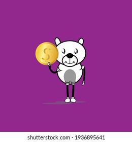 cute character mascot with gold coin