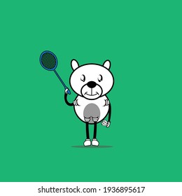 cute character mascot playing badminton