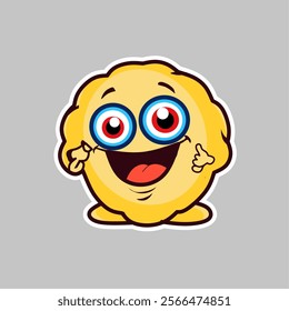 cute character mascot, yellow mascot with a smiling face.