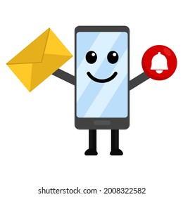 cute  character mobile message notification icon illustration vector graphic

