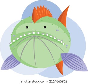 cute character monster fish illustration