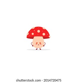 cute character mushrooms mascot logo smile happy set pose collection