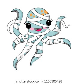 cute character octopus for holiday halloween in cartoon style