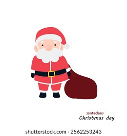 Cute character on santa claus isolated on white background