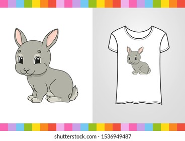 Cute character on shirt. Colorful vector illustration. Cartoon style. Isolated on white background. Design element. Template for your shirts, books, stickers, cards, posters.