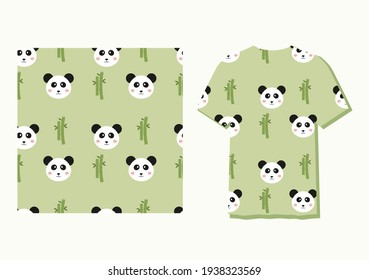 Cute Character Panda Animal Seamless Patterns Can Be Used as Designs On Clothes, Wallpapers, Backgrounds. Illustration