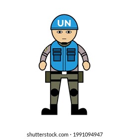 carácter bonito del personal de mantenimiento de la paz, ilustración vectorial.
