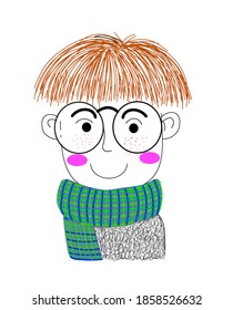 Cute character people on their style vector illustration. Simple color, vintage, hand drawing. Isolated on white background.