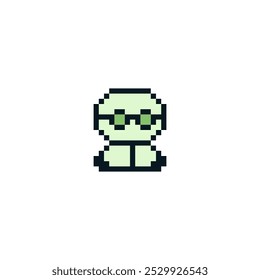 Ícone bonito de pixel art de caractere. Logotipo para design de jogos. 8 bits. Ilustração isolada de vetor abstrato. Ativos do jogo. Design para adesivos, web, aplicativo móvel.