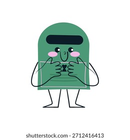 Elemento de postal de personaje lindo con expresión facial para el día de San Valentín. Ilustración vectorial aislada estilo Doodle.