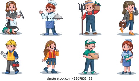 Cute Character Profession Illustration Collection