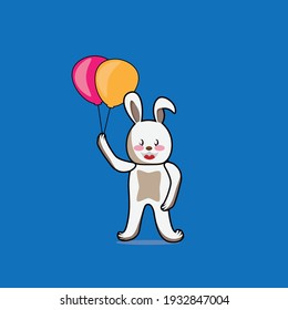 cute character rabbit with balloons