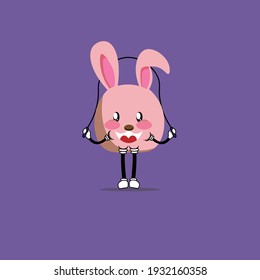 cute character rabbit is skipping sport