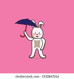 cute character rabbit with umbrella