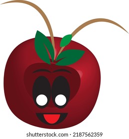 Cute and cute character red apple fruit icon.apple cartoon