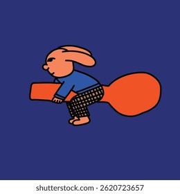 personagem bonito montando uma colher kawaii y2k ilustração cartoon