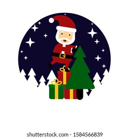 Cute character Santa Claus. Vector Illustration. Flat christmas Design.