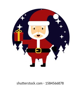 Cute character Santa Claus. Vector Illustration. Flat christmas Design.
