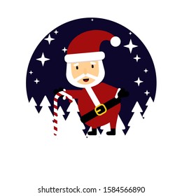 Cute character Santa Claus. Vector Illustration. Flat christmas Design.