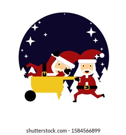Cute character Santa Claus. Vector Illustration. Flat christmas Design.