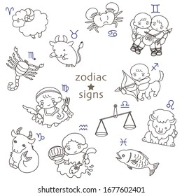 Cute character set of 12 constellations