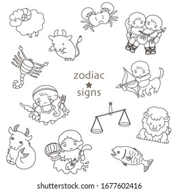 Cute character set of 12 constellations