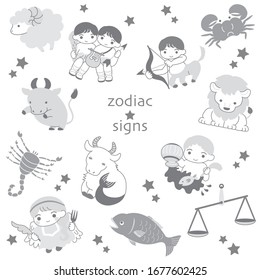 Cute character set of 12 constellations