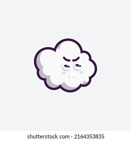 cute character set bundle mascot and sticker design cloud for online shopping emoticon expression face and thunder storm cloud