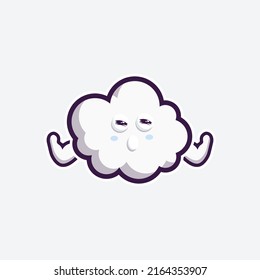 cute character set bundle mascot and sticker design cloud for online shopping emoticon expression face and thunder storm cloud
