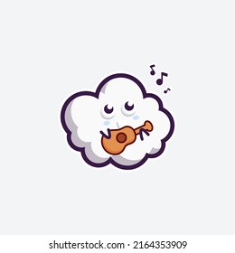 cute character set bundle mascot and sticker design cloud for online shopping emoticon expression face and thunder storm cloud