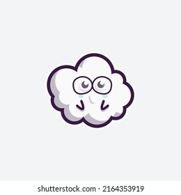juego de caracteres lindo conjunto de mascota y nube de diseño de pegatinas para la expresión de emoticono de compras en línea cara y nube de tormenta