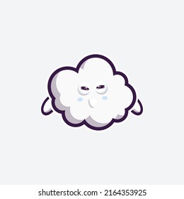 cute character set bundle mascot and sticker design cloud for online shopping emoticon expression face and thunder storm cloud