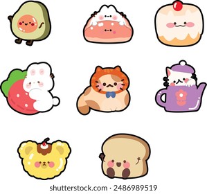 cute character set for clothing design and versatile, can be affectively applied across various types of merchandise, stickers, logo, and promotional items