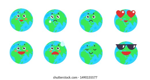 cute character set earth isolated on white