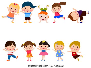 Cute character set of kids