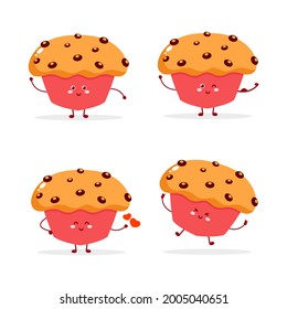 cute character set muffin simple character mascot logo