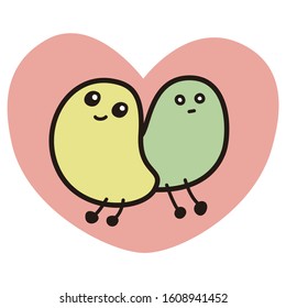 Cute character in the shape of a bean