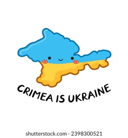 Cute character in the shape of Crimea. Flat vector illustration design. Crimea is Ukraine lettering.