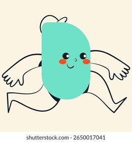 Cute character shape element with facial expression. Doodle style isolated vector illustration.