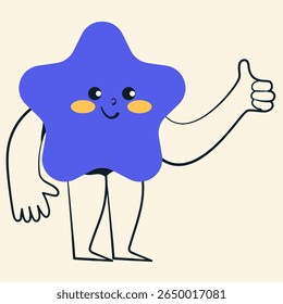 Cute character shape element with facial expression. Doodle style isolated vector illustration.